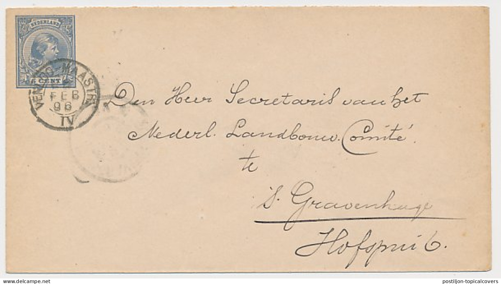 Trein Kleinrondstempel Venloo - Maastricht IV 1896 - Cartas & Documentos