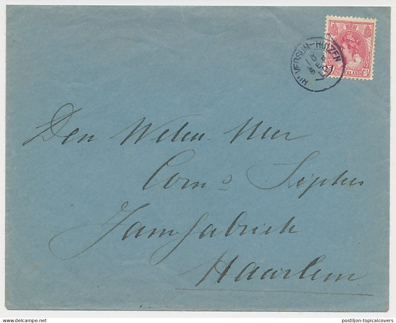 Trein Kleinrondstempel Hilversum - Huizen 1910 - Storia Postale