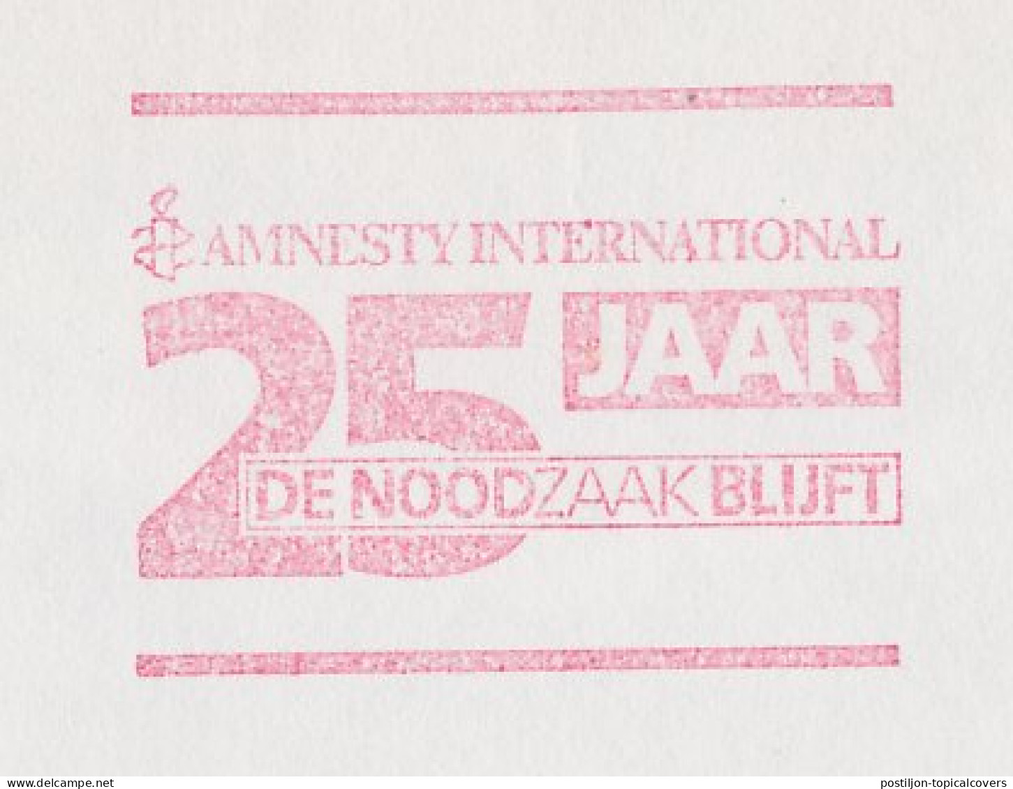 Meter Cover Netherlands 1987 25 Years Amnesty International - Human Rights Association - Otros & Sin Clasificación
