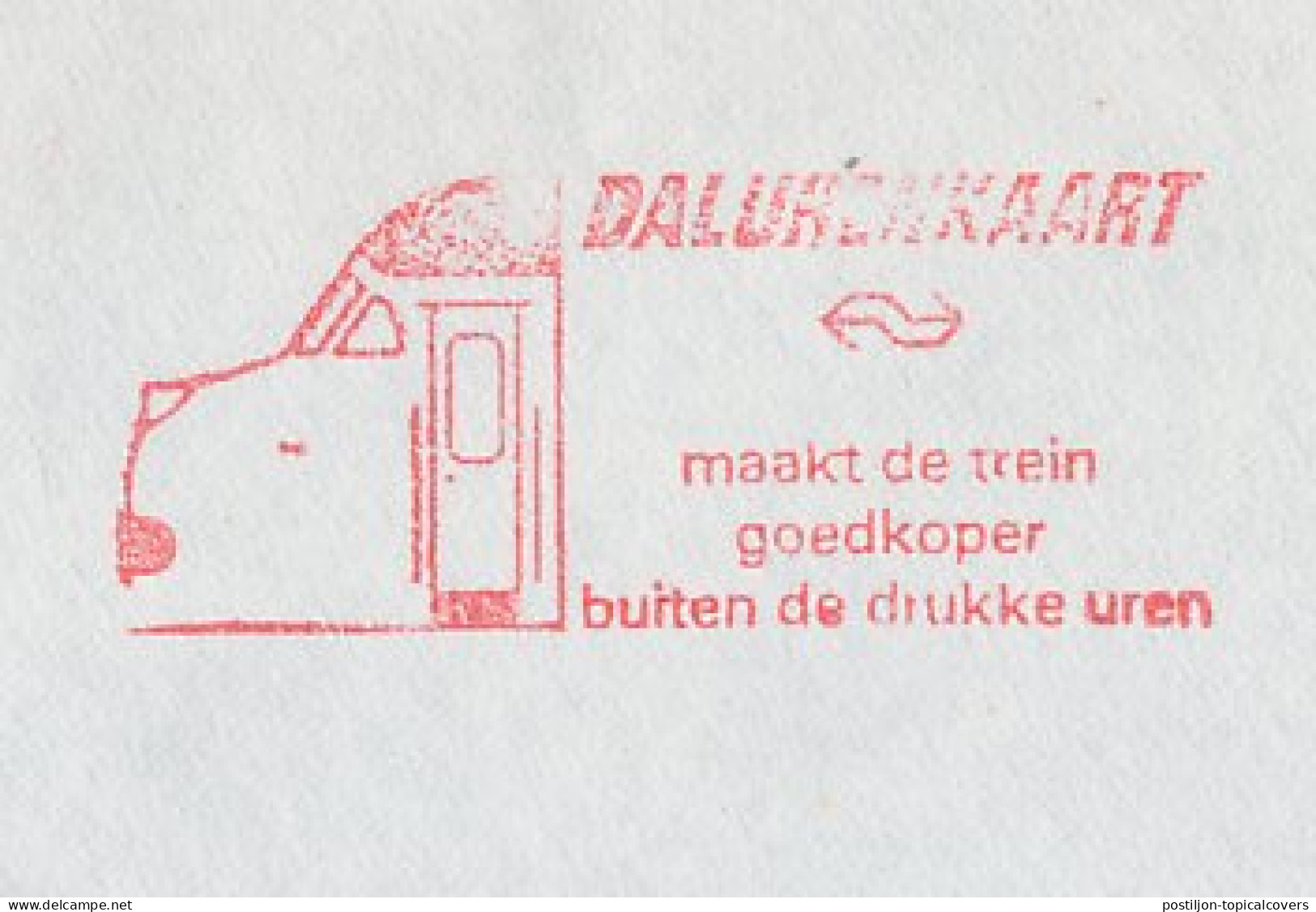 Illustrated Meter Cover Netherlands 1984 - Postalia 6364 NS - Dutch Railways - Off-peak Hours Card - Cheaper Train Ride - Treni