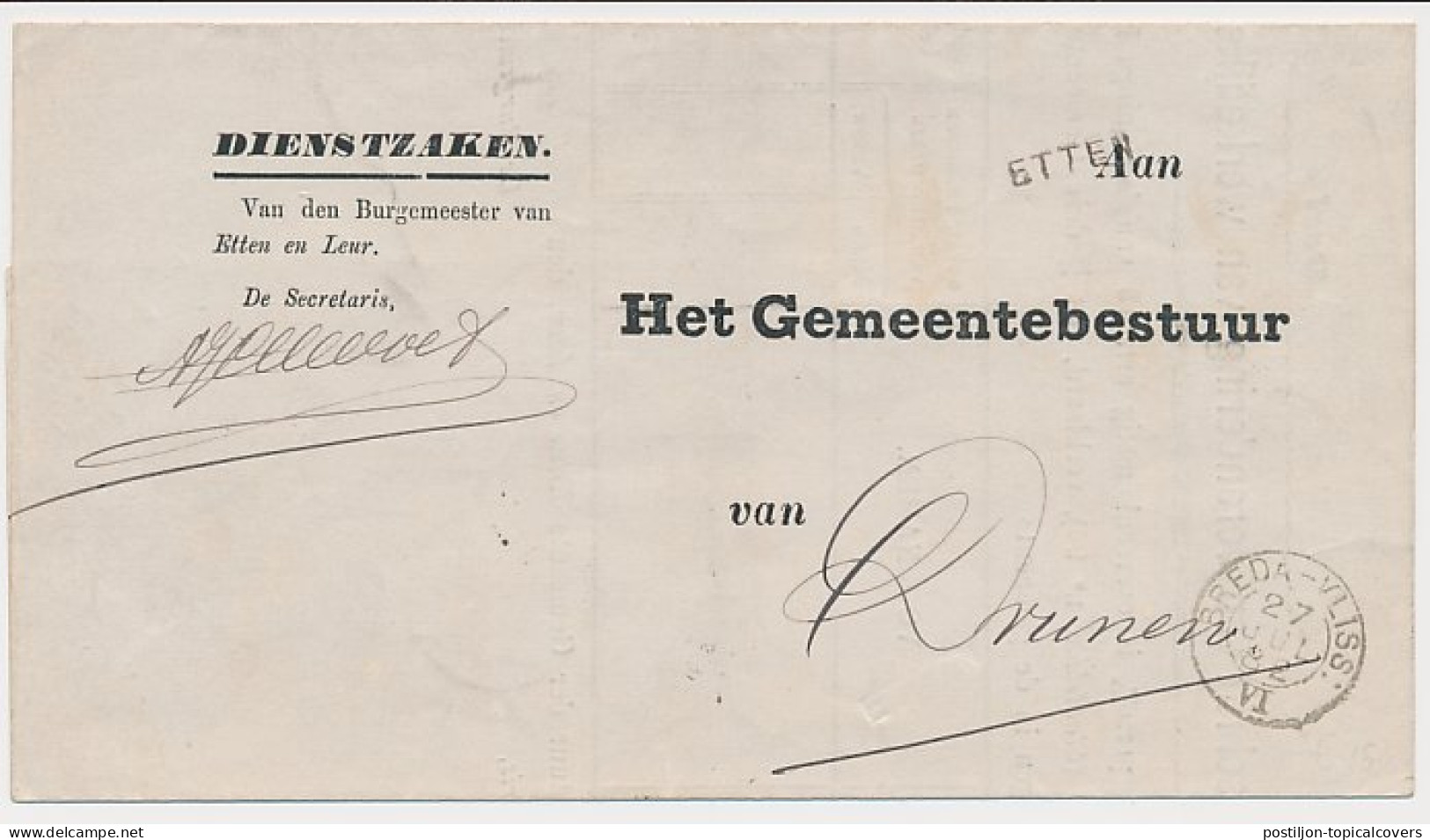 Etten - Trein Kleinrondstempel Breda - Vlissingen VI 1882 - Lettres & Documents