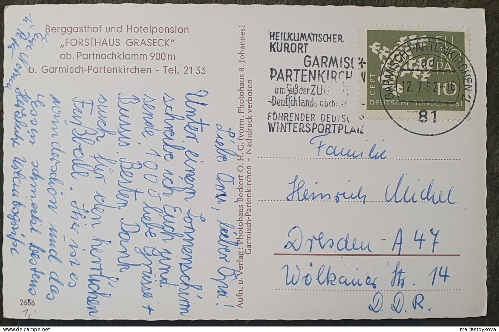 1962. Gasthaus/Forsthaus "Graseck" B. Garmisch Partenkirchen. - Garmisch-Partenkirchen