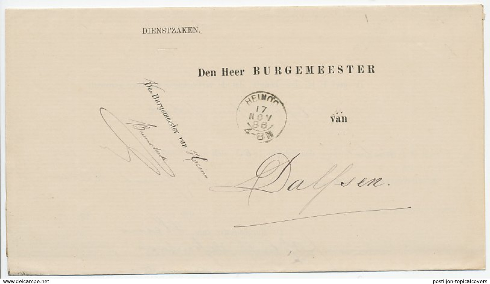 Dienst Drukwerk - Kleinrondstempel Heinoo 1886 - Unclassified