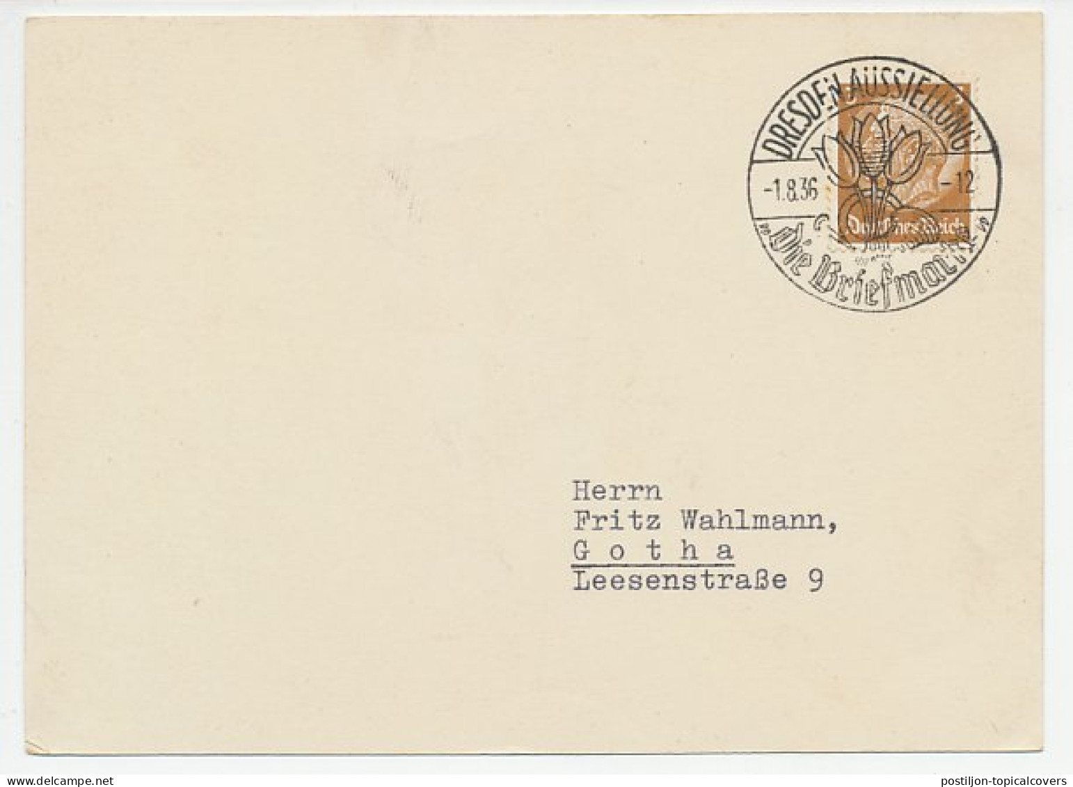 Card / Postmark Deutsches Reich / Germany 1936 Flower - Tulip - Autres & Non Classés