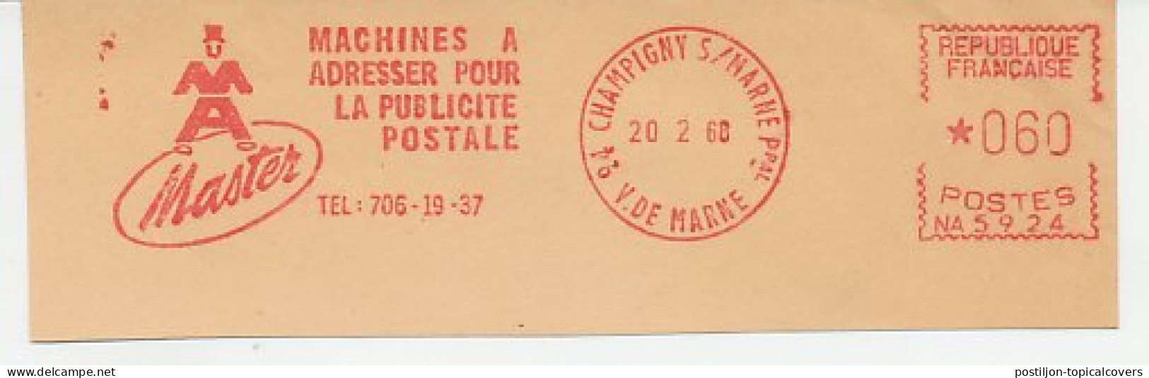 Meter Cut France 1960 Addressing Machine - Unclassified