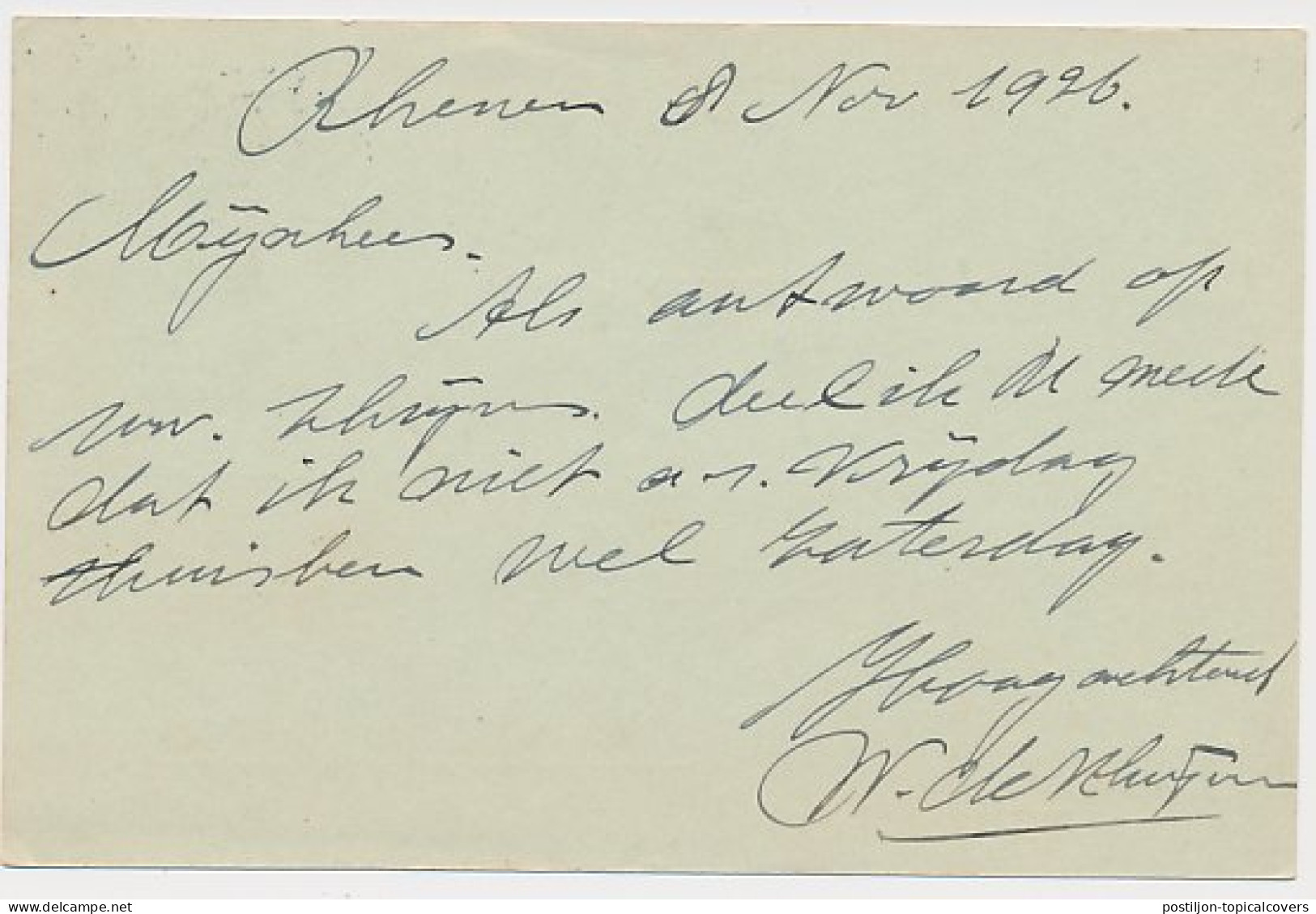 Firma Briefkaart Rhenen 1926 - Borstelfabrikant - Unclassified