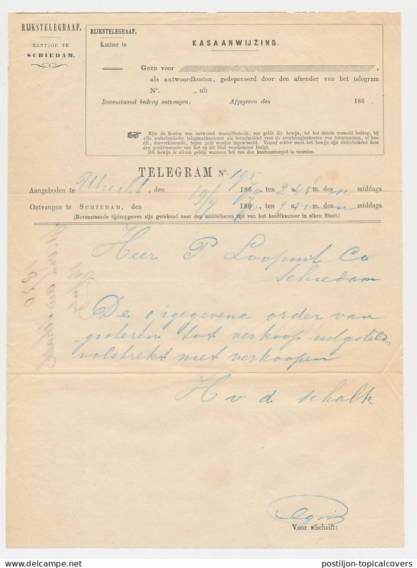 Telegram Utrecht - Schiedam 1870 - Unclassified