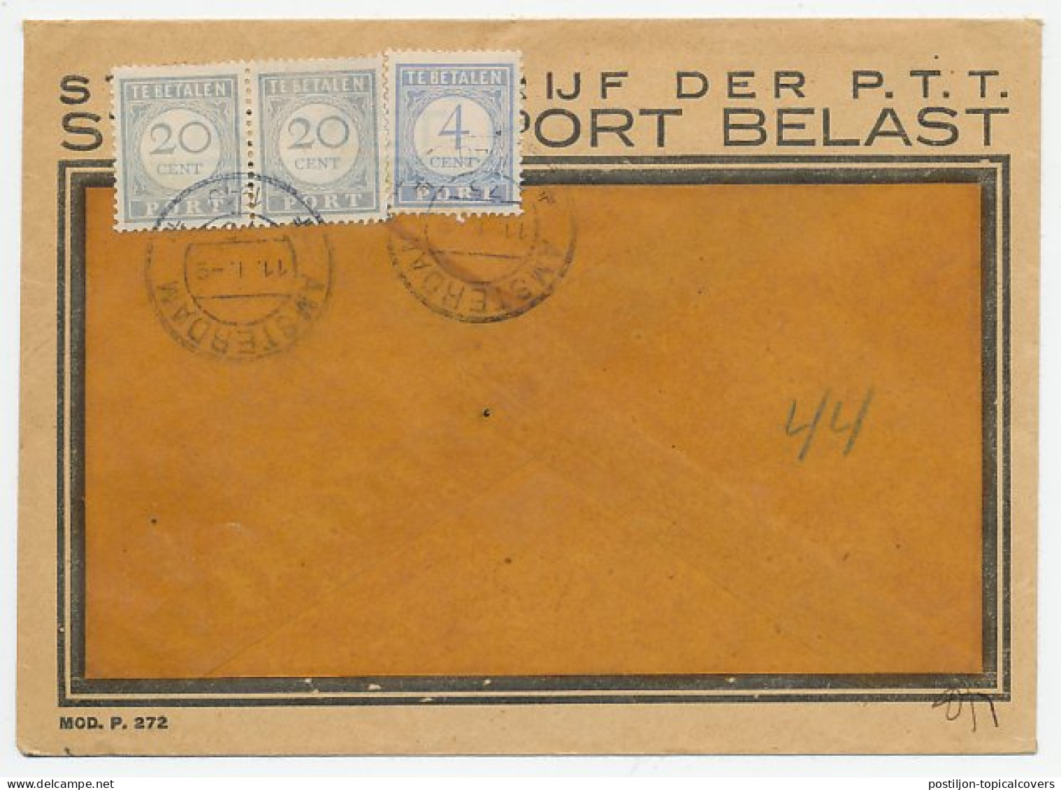 Em. Port 1912 Dienst Envelop Amsterdam - Unclassified