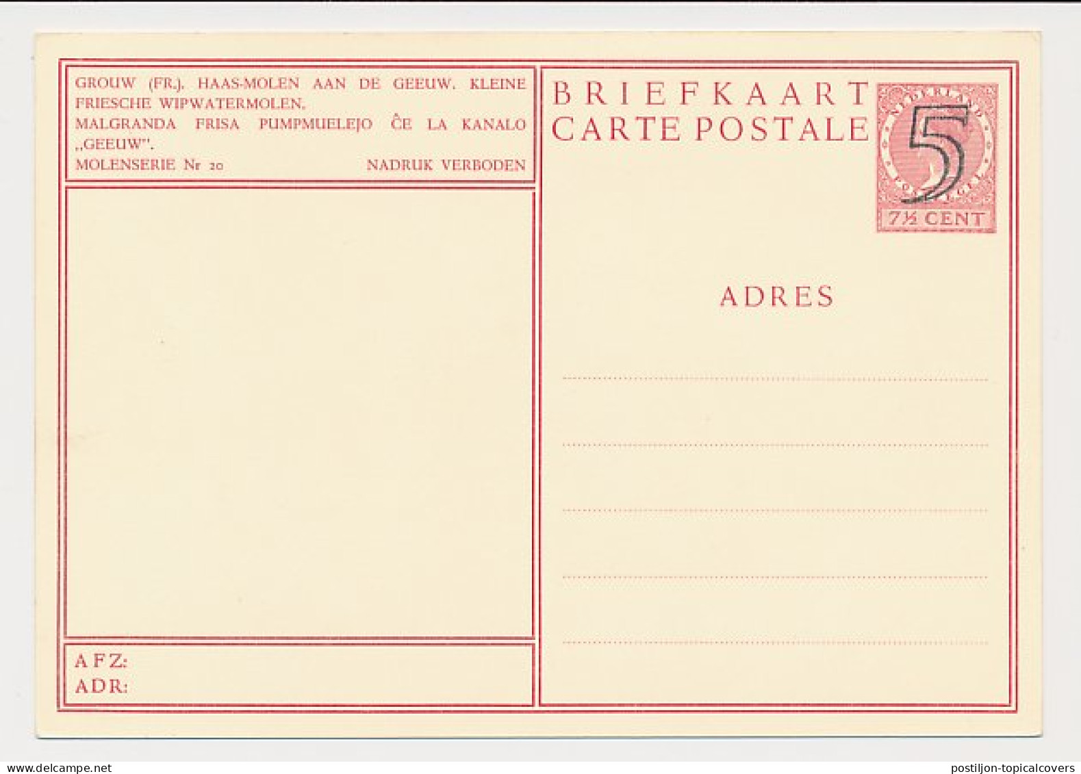 Briefkaart G. 285 T - Grouw - Postal Stationery