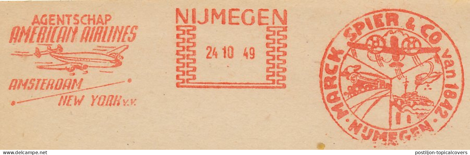 Meter Cut Netherlands 1949 Agency American Airlines - Amsterdam - New York - Airplane - Aerei