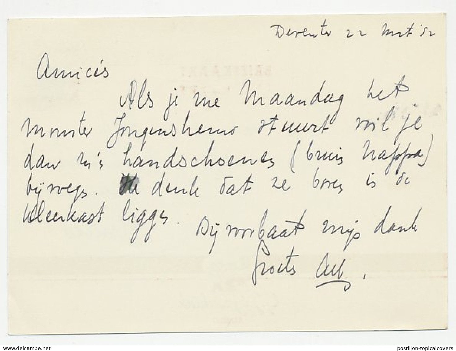 Firma Briefkaart Almelo 1952 - Bedrijfskleding - Non Classés