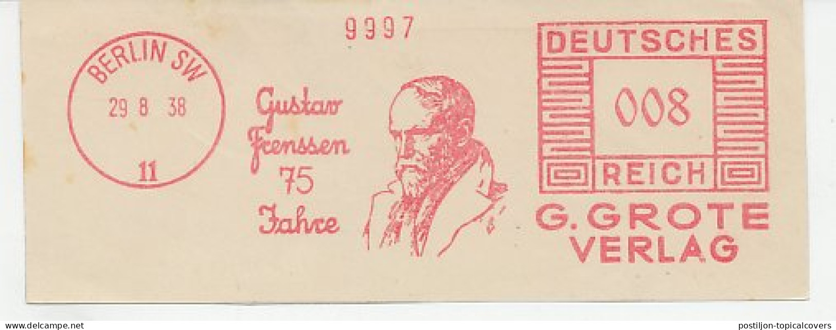 Meter Cut Deutsches Reich / Germany 1938 Gustav Frenssen - Writer - Scrittori