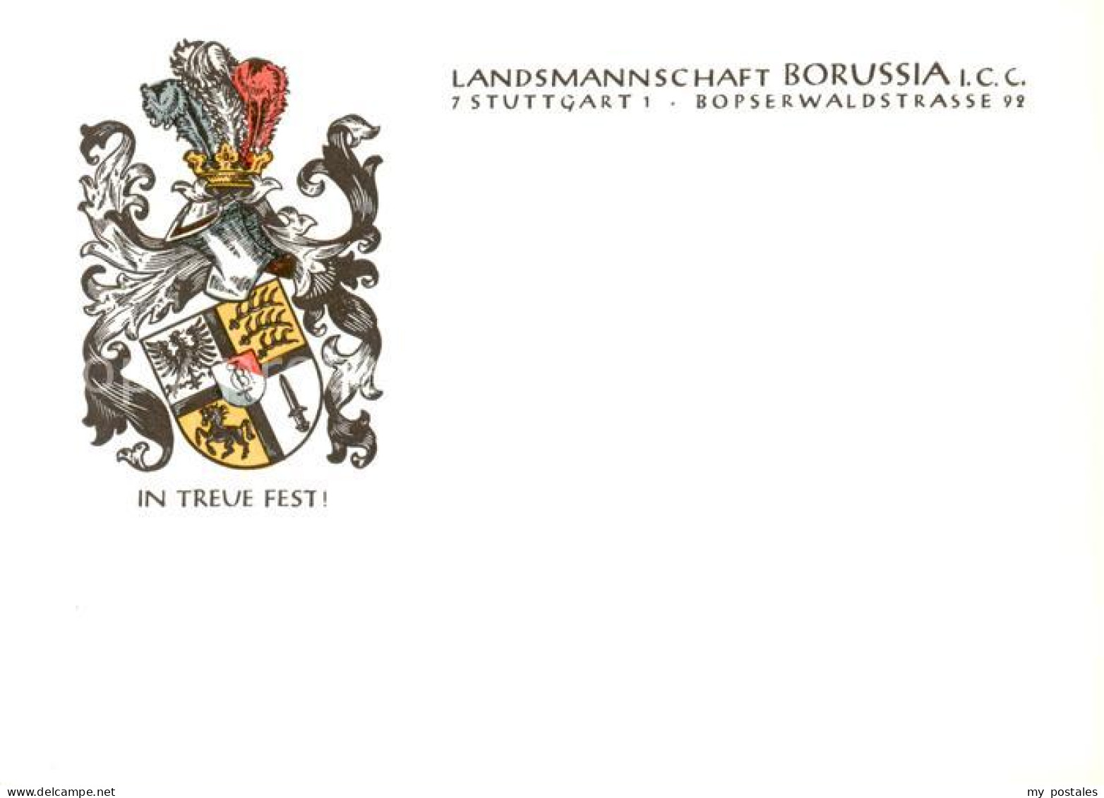 73852770 Stuttgart Wappen Der Landsmannschaft Borussia  Stuttgart - Stuttgart