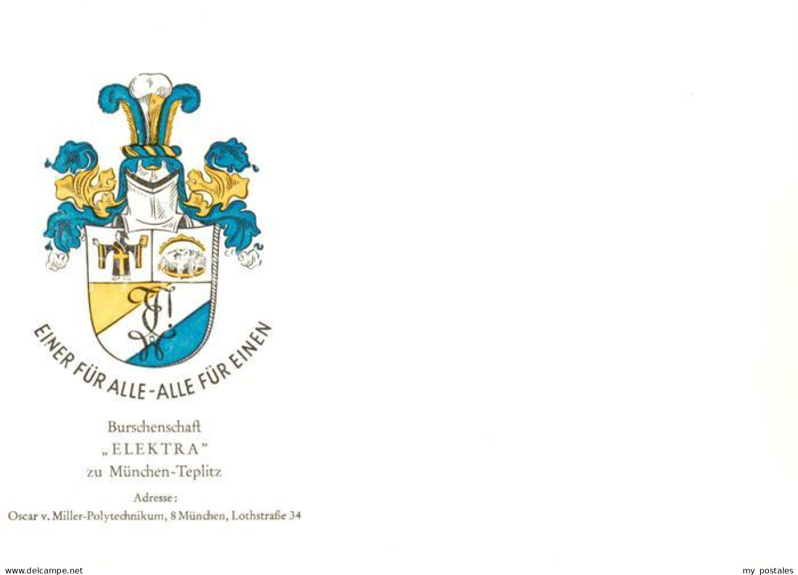 73852769 Teplitz Muenchen Wappen Der Burschenschaft Elektra  - München