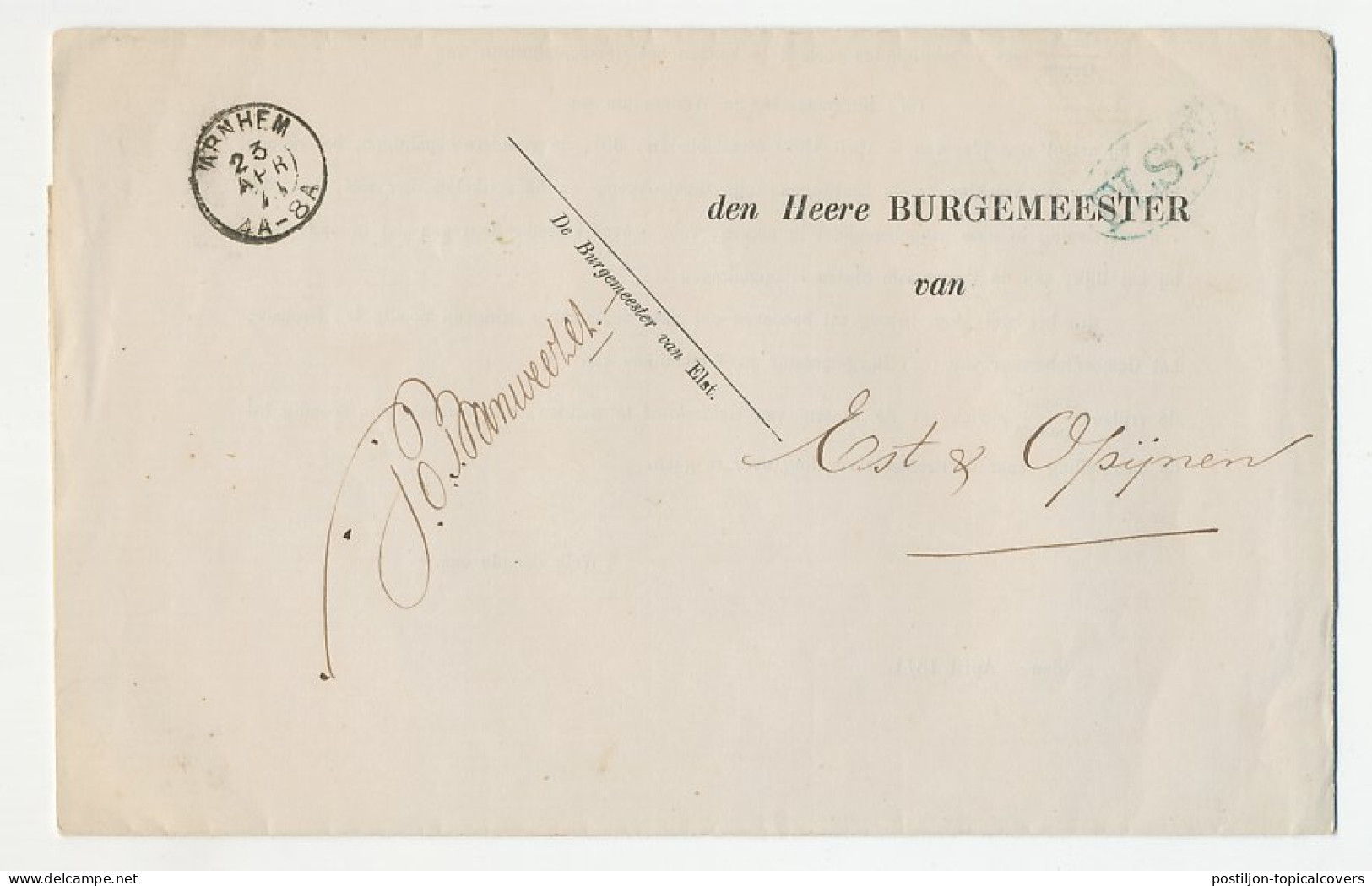 Naamstempel Elst 1871 - Distributiestempel - Covers & Documents