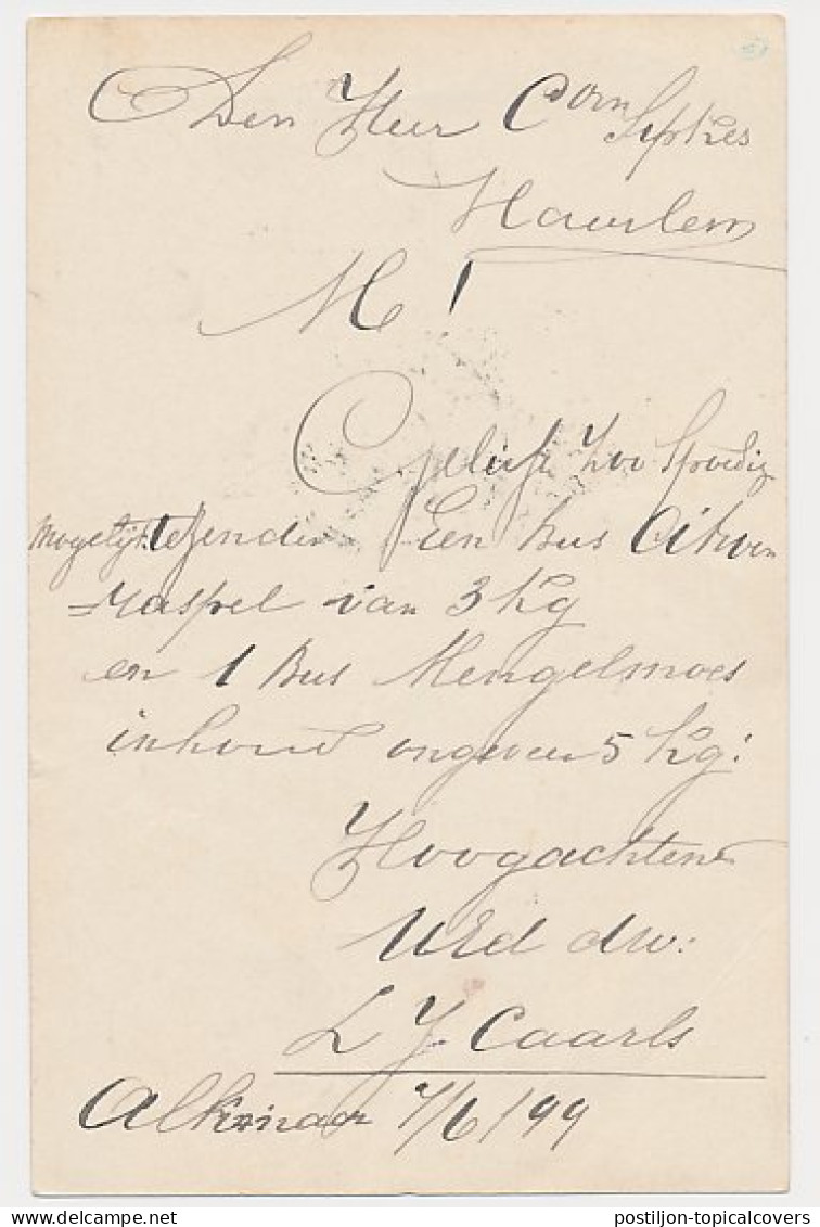 Alkmaar - Trein Kleinrondstempel Amsterdam - Helder A 1899 - Cartas & Documentos