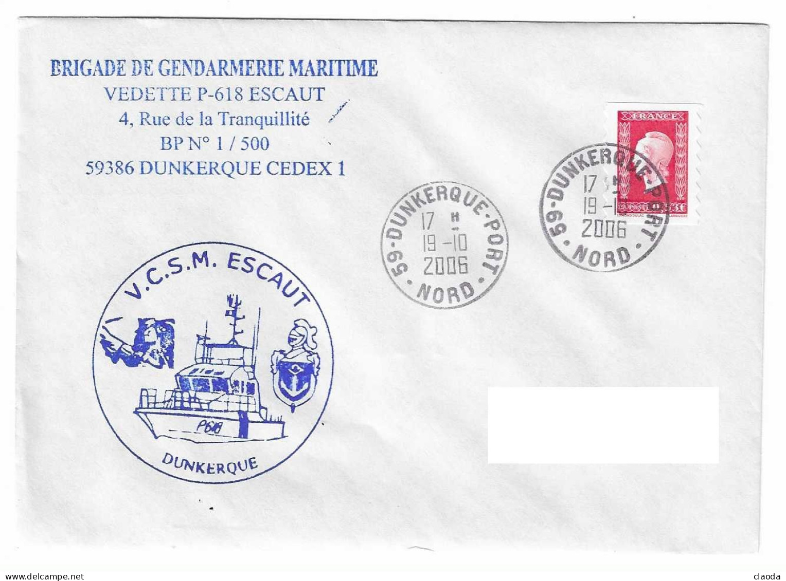 X322  -  GENDARMERIE MARITIME -  BRIGADE DE DUNKERQUE- VCSM ESCAUT - Poste Navale