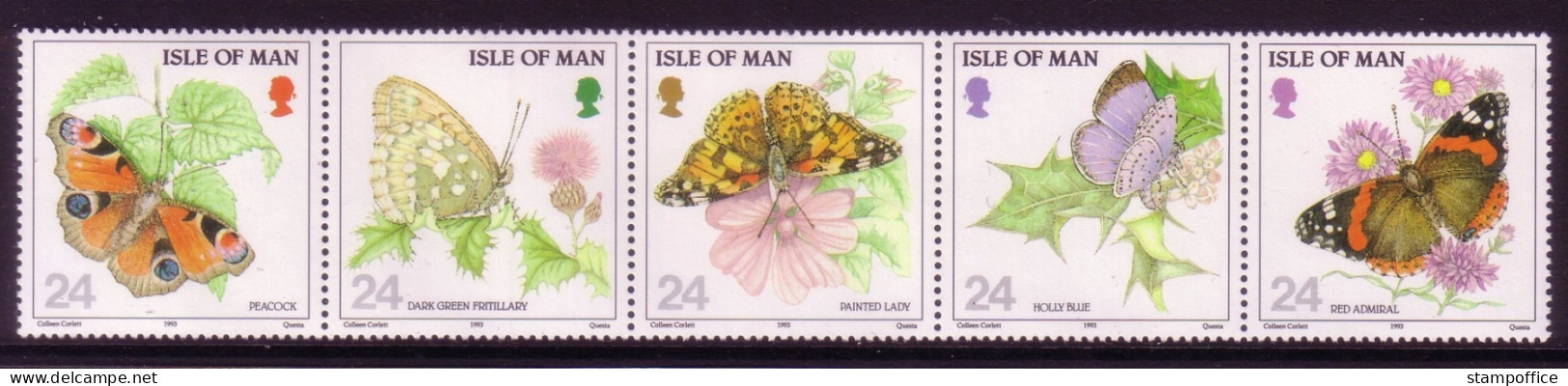 ISLE OF MAN MI-NR. 555-559 POSTFRISCH(MINT) SCHMETTERLINGE 1993 BUTTERFLIES - Man (Ile De)