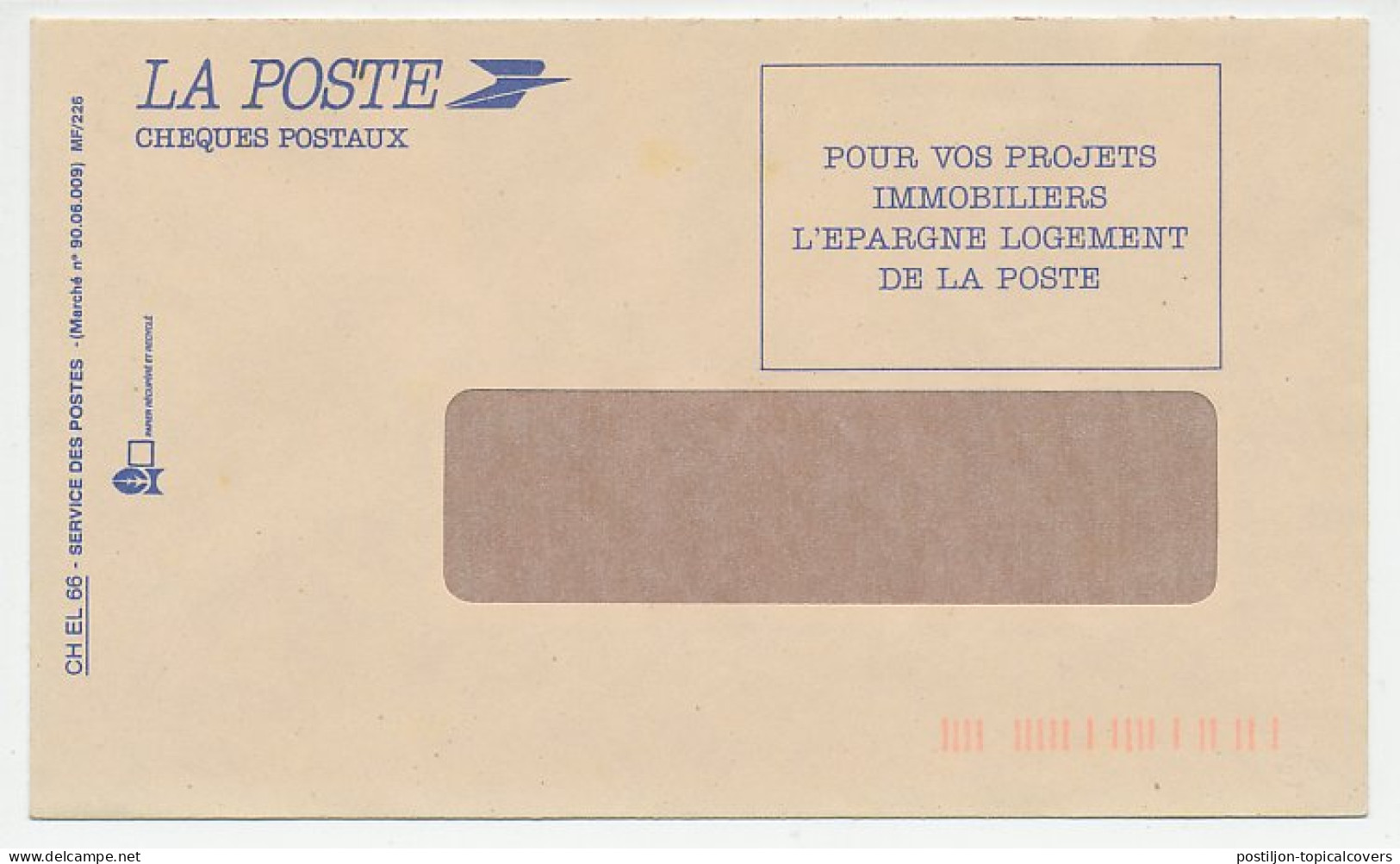 Postal Cheque Cover France 1990 Humidity - Mold - Isolation - Non Classés