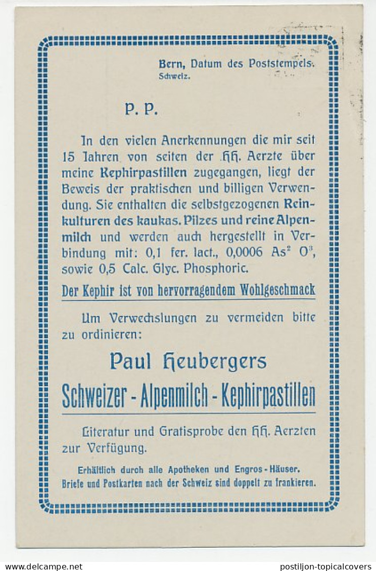 Postal Stationery Switzerland 1912 Kephir Pastilles - Mushroom - Alpine Milk - Pharmacie