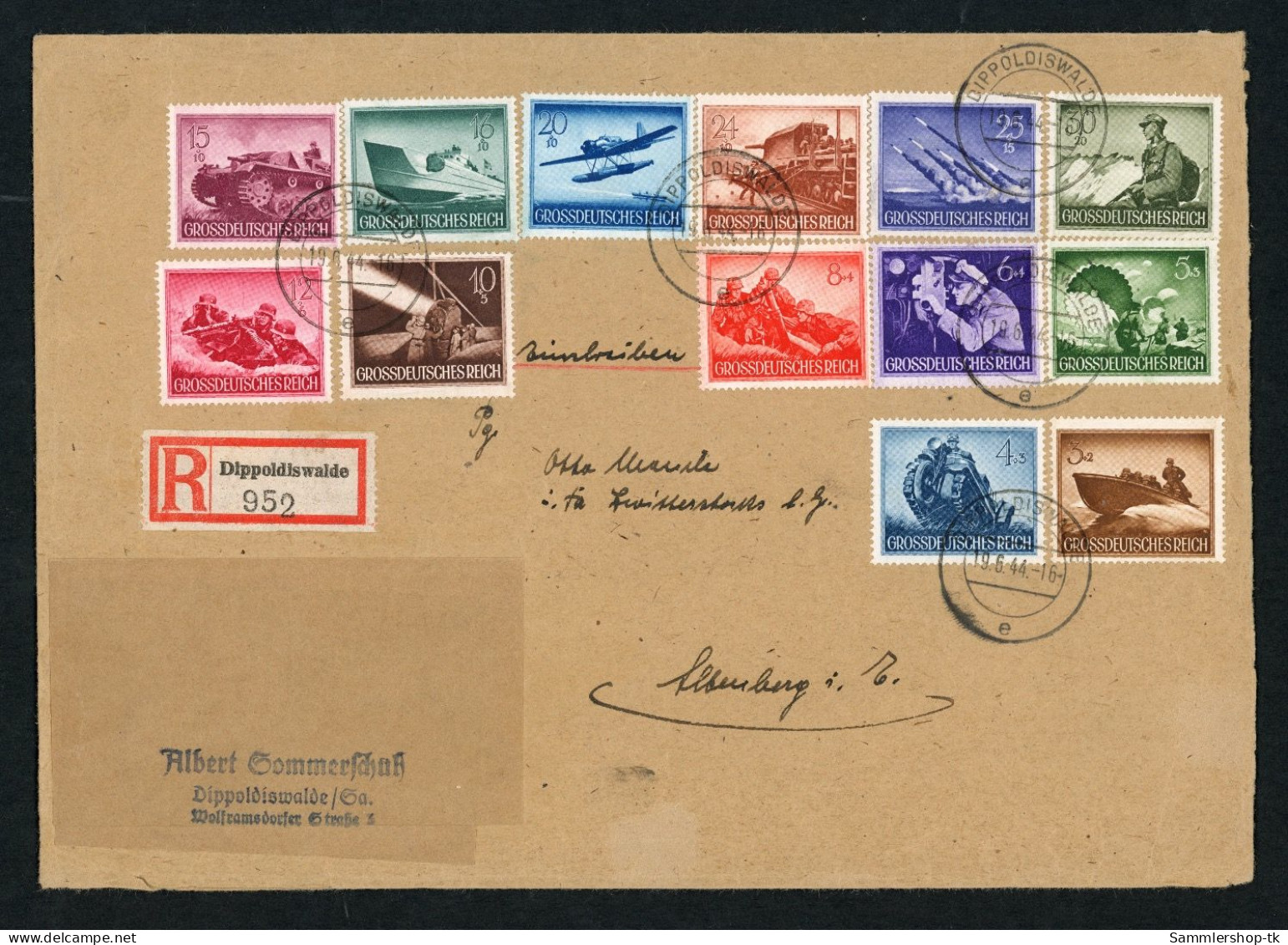 Deutsches Reich Einschreiben Satzbrief Mi. Nr. 873 - 885 Dippoldiswalde - Covers & Documents