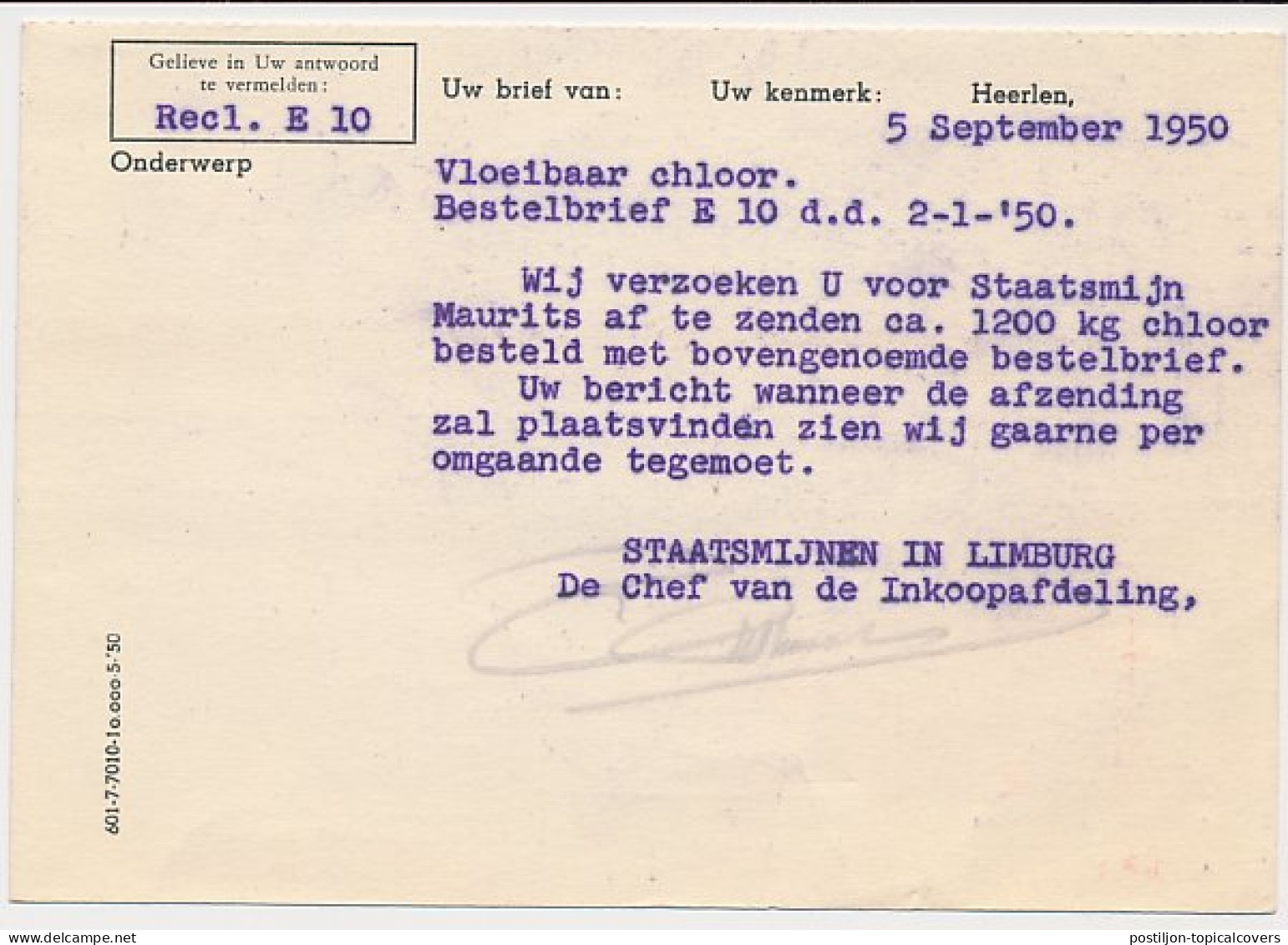 Firma Briefkaart Heerlen 1950 - Staatsmijnen In Limburg - Unclassified