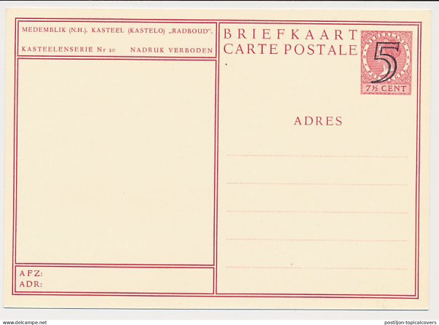 Briefkaart G. 286 T - Medemblik - Postal Stationery