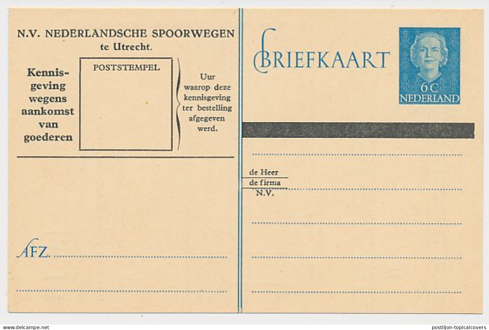 Spoorwegbriefkaart G. NS302 A - Postal Stationery