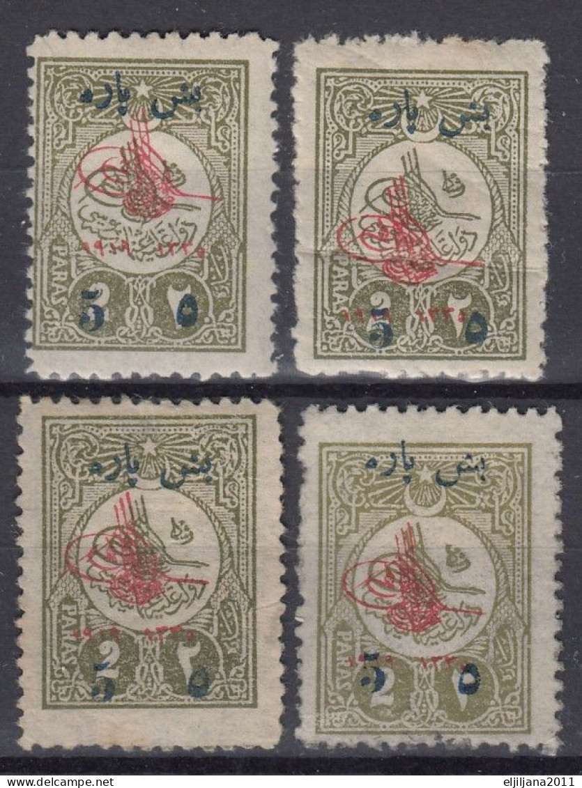 Turkey / Türkei 1919 ⁕ Overprint On 1911 Tughra, Mi.639 ⁕ 4v Unused ( MH & No Gum ) - Ongebruikt