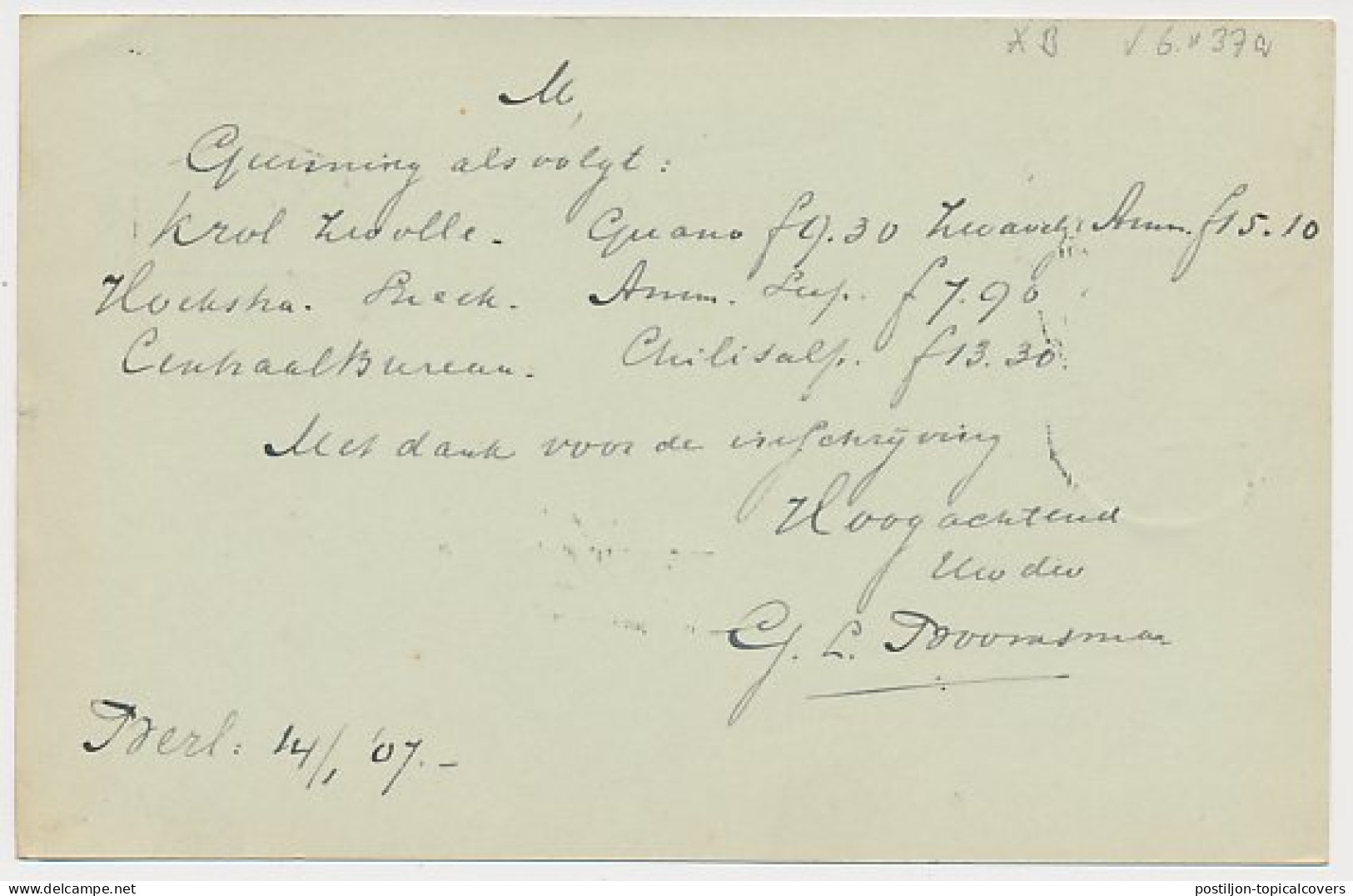 Firma Briefkaart Berlikum 1907 - Boomsma - Unclassified