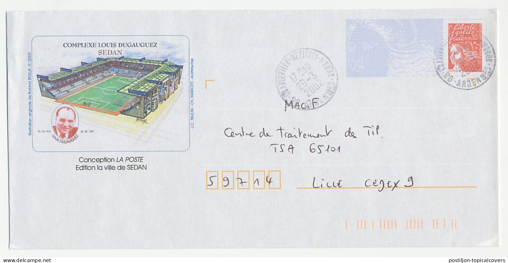Postal Stationery / PAP France 2002 Football Stadium Sedan - Sonstige & Ohne Zuordnung