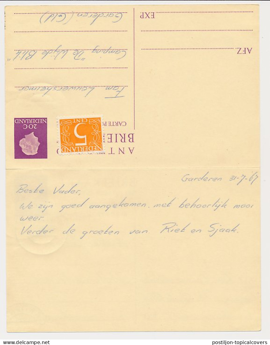 Briefkaart G. 328 / Bijfrankering Garderen - Den Haag 1967 - Postal Stationery