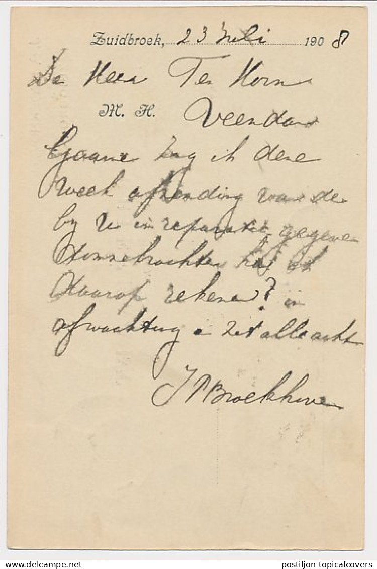 Firma Briefkaart Zuidbroek 1908 - Aannemer - Unclassified