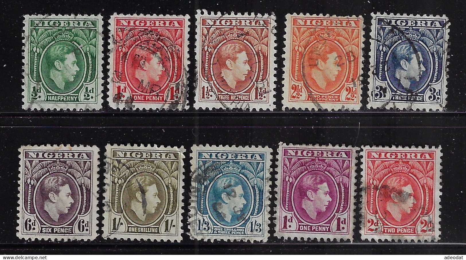 NIGERIA 1938-1944  SCOTT #53-55,57,58,60-62,65,66  USED - Nigeria (...-1960)