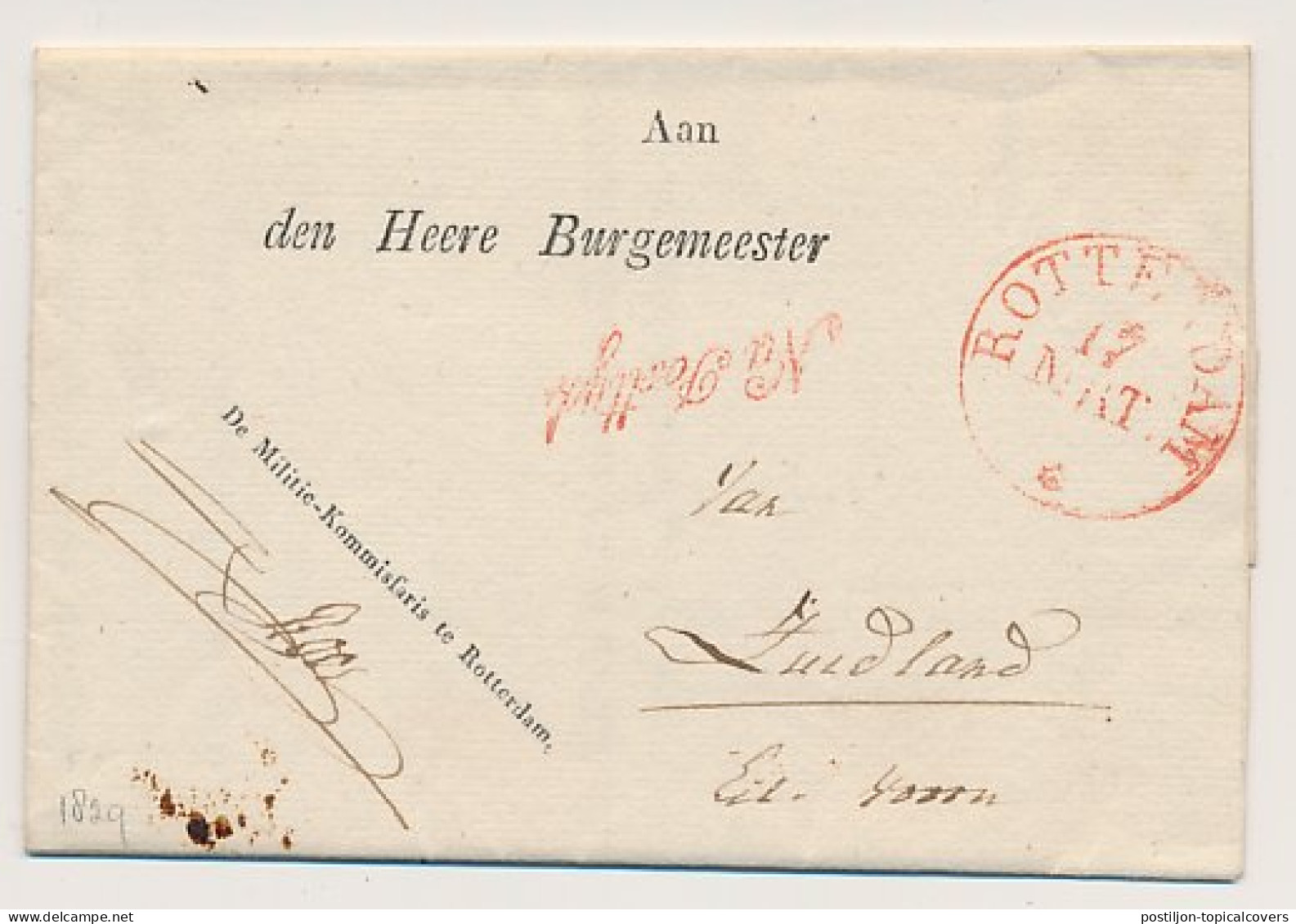 Rotterdam - Zuidland 1829 - Na Posttijd - ...-1852 Prephilately