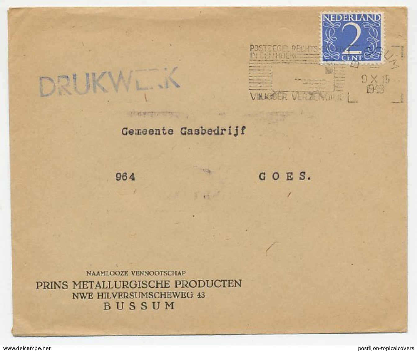 Firma Envelop Bussum 1948 - Metallurgische Producten - Non Classés