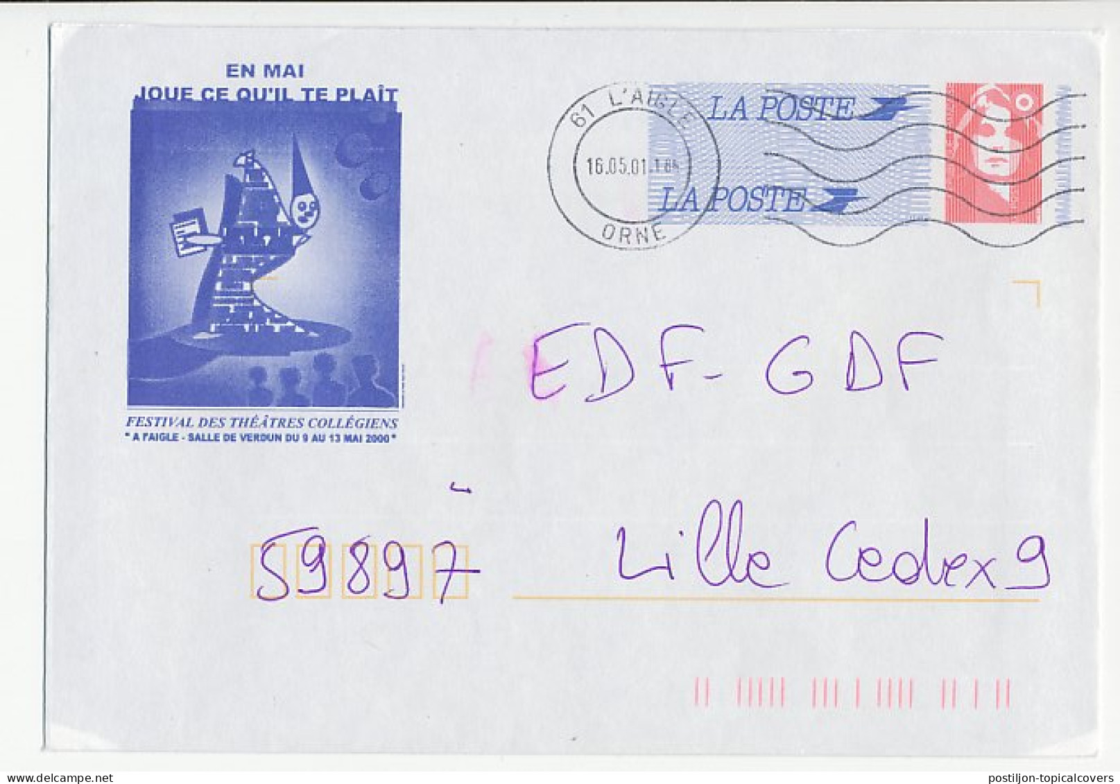 Postal Stationery / PAP France 2001 Theater Festival  - Theatre