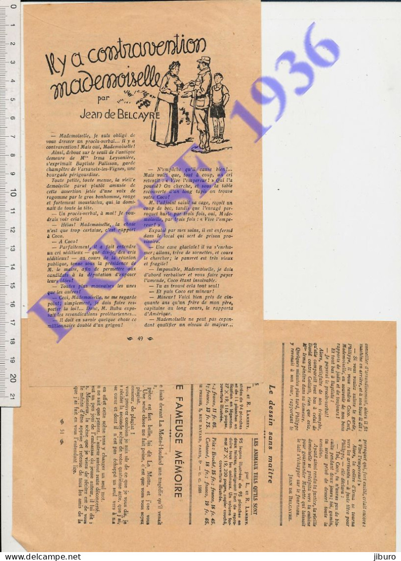 3 Vues 1936 Sacre Napoléon Portrait + Récit Fictif De Jean De Belcayre Procès Verbal Garde-Champêtre Palisson - Unclassified