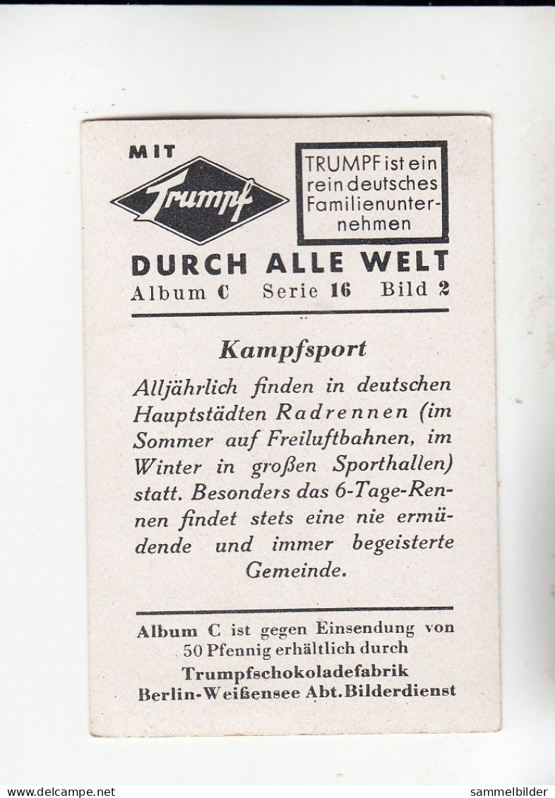 Mit Trumpf Durch Alle Welt Kampfsport Radrennen 6 Tage Rennen   C    Serie 16 #2 Von 1933 - Zigarettenmarken