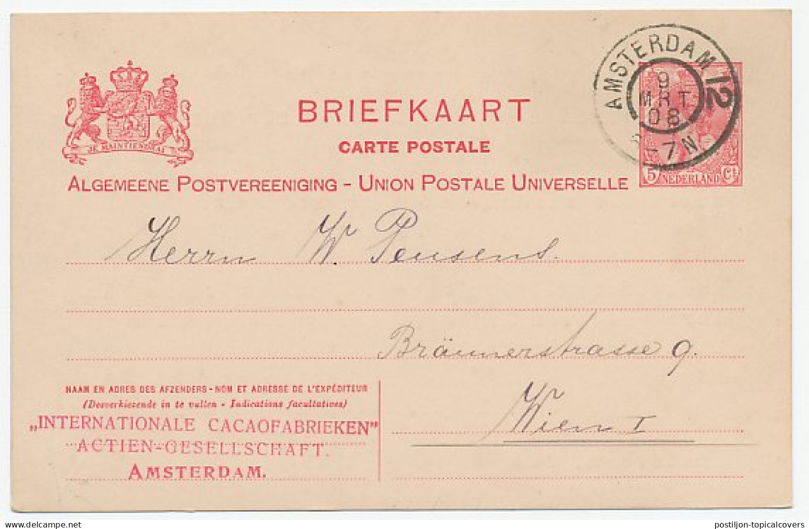 Grootrondstempel Amsterdam 12 - 1908 - Non Classés
