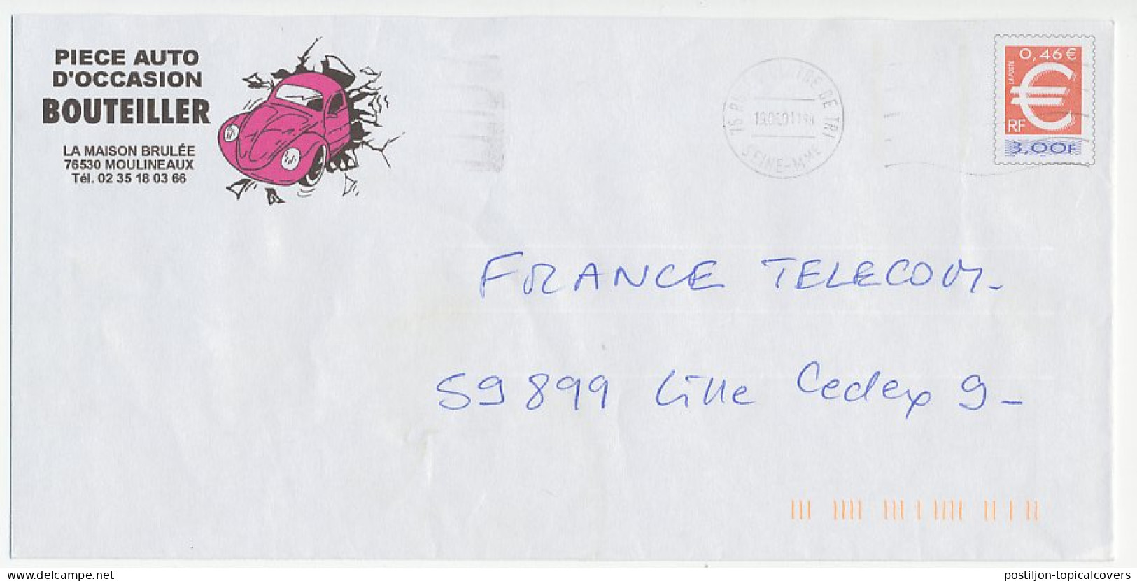 Postal Stationery / PAP France 2001 Car - Volkswagen / VW Beetle - Coches