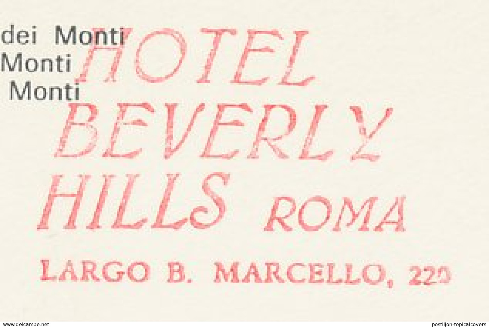 Meter Card Italy 1974 Hotel Beverly Hills Rome - Autres & Non Classés