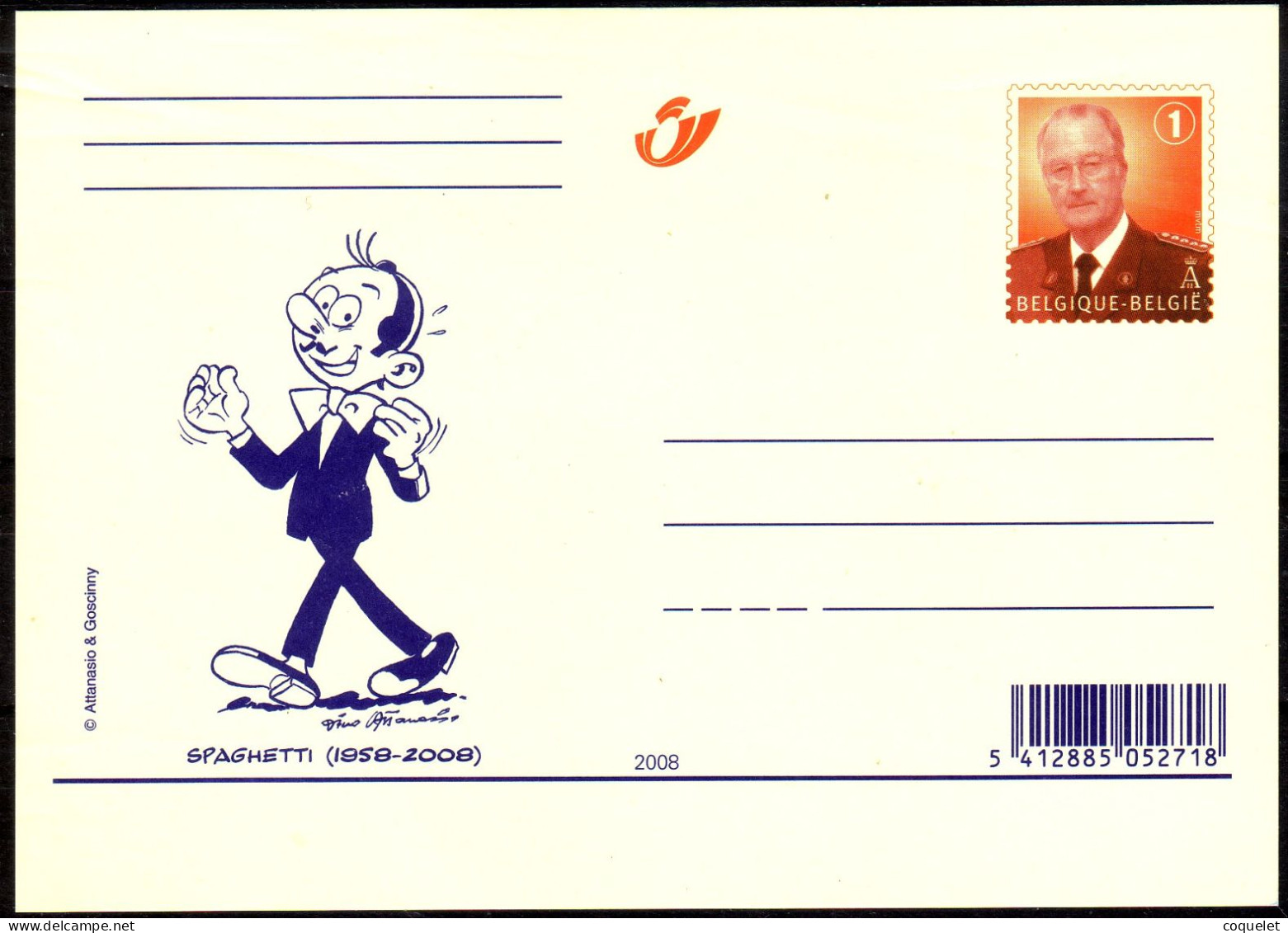 Belgique -entiers Postaux -cartes Illustrées N°106/1 #  SPAGHETTI (1958-2008) #(avec  1 Pour Indiquer L'échelle Du Port) - Fumetti