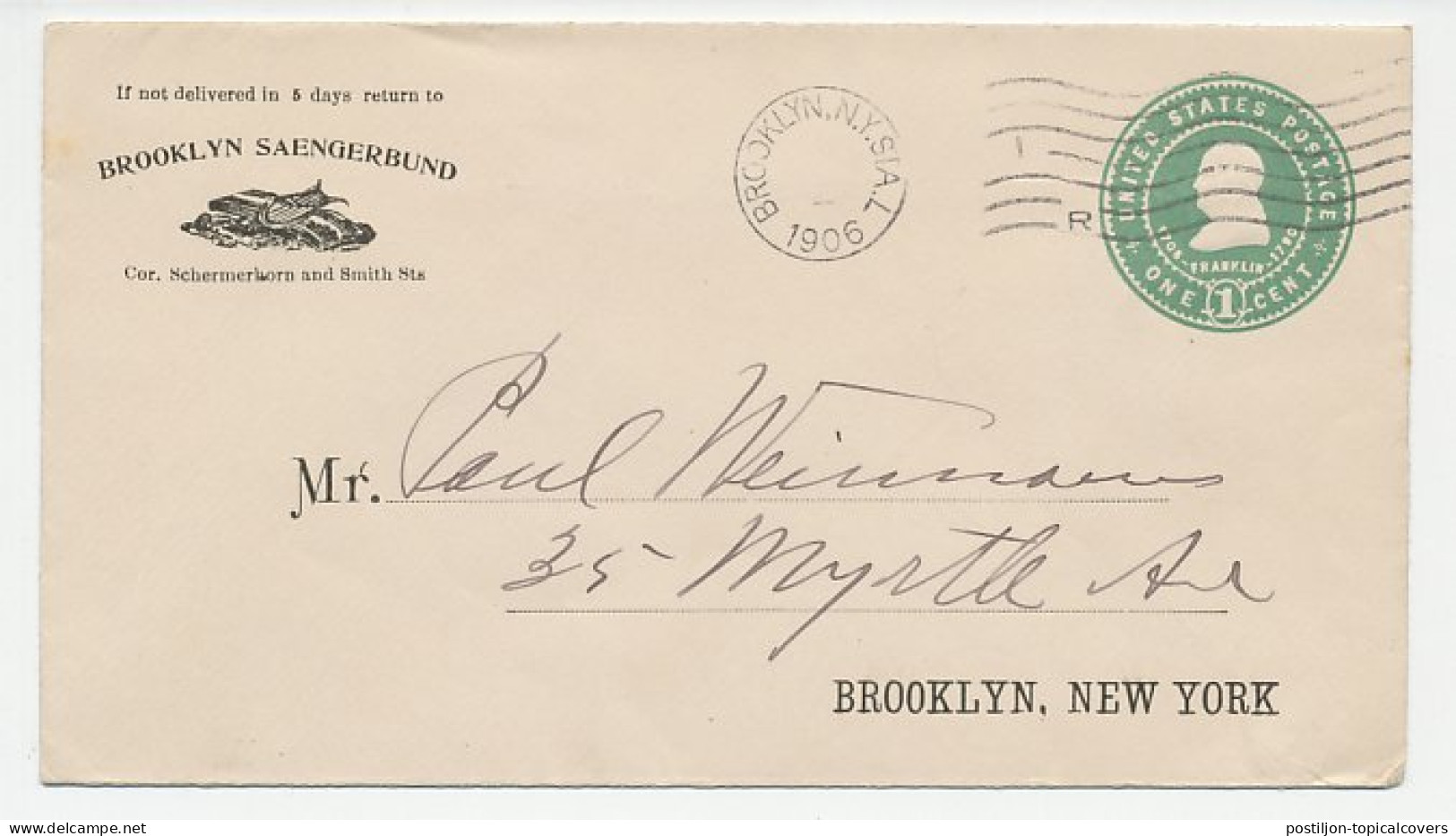 Postal Stationery USA 1906 Music - Singing Band - Harp - Lyre - Musik