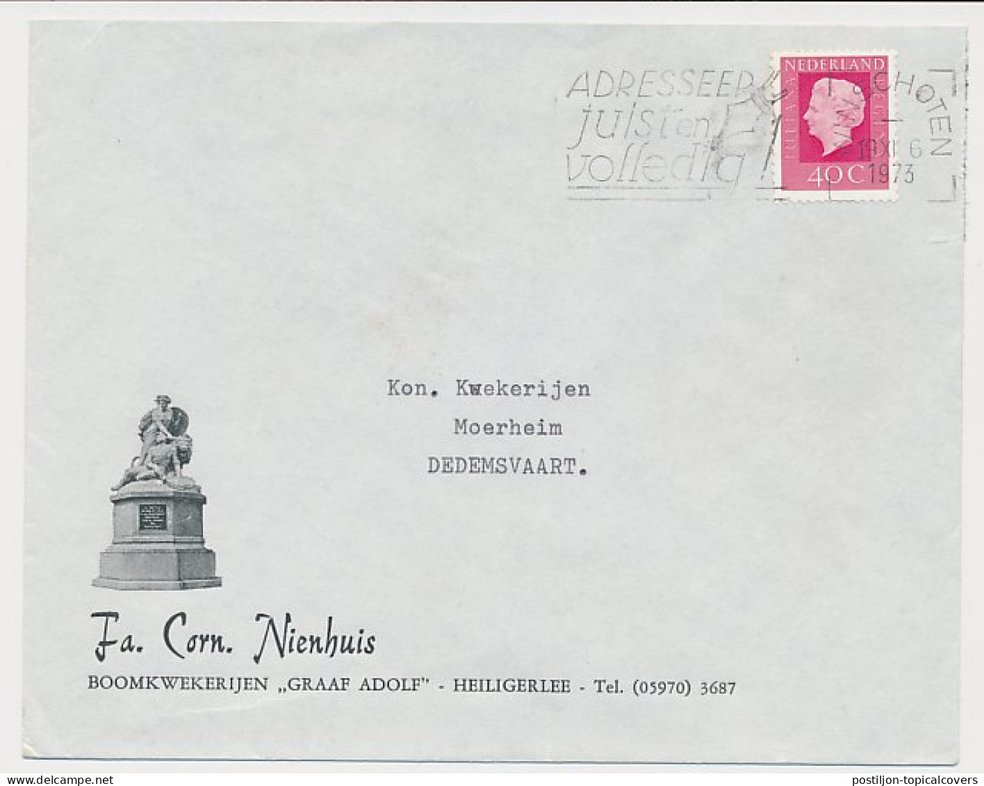 Firma Envelop Heiligerlee 1973 - Boomkwekerij - Graaf Adolf - Non Classés