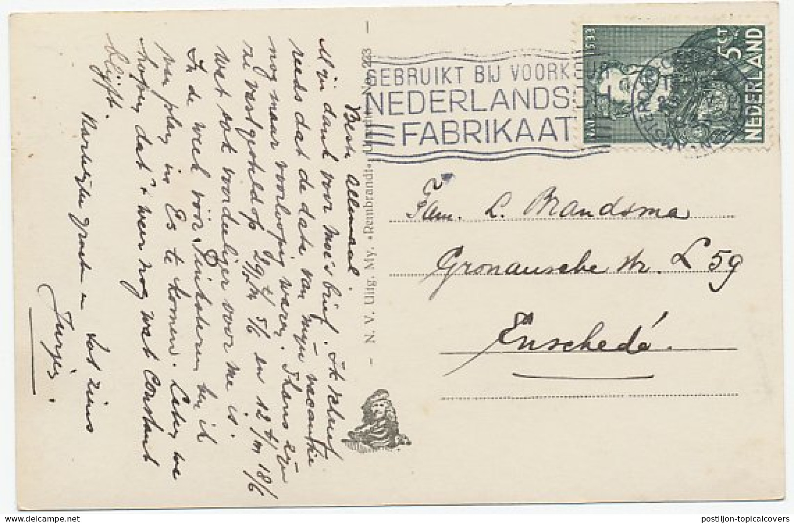 Prentbriefkaart Amsterdam - Willinkplein 1933 - Other & Unclassified