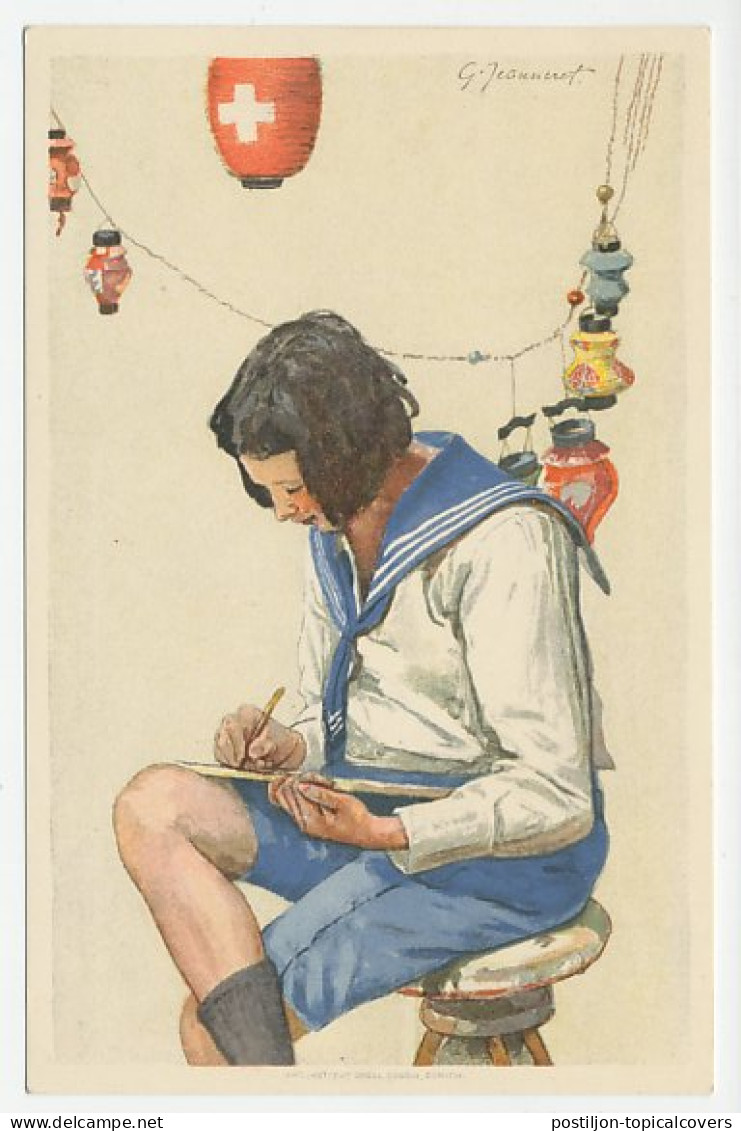 Postal Stationery Switzerland 1925 Drawing - Boy - For The Deaf And Dumb - Autres & Non Classés