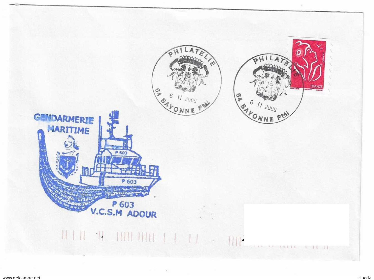 X323 -  GENDARMERIE MARITIME -  BRIGADE DE BAYONNE - VCSM ADOUR - Naval Post