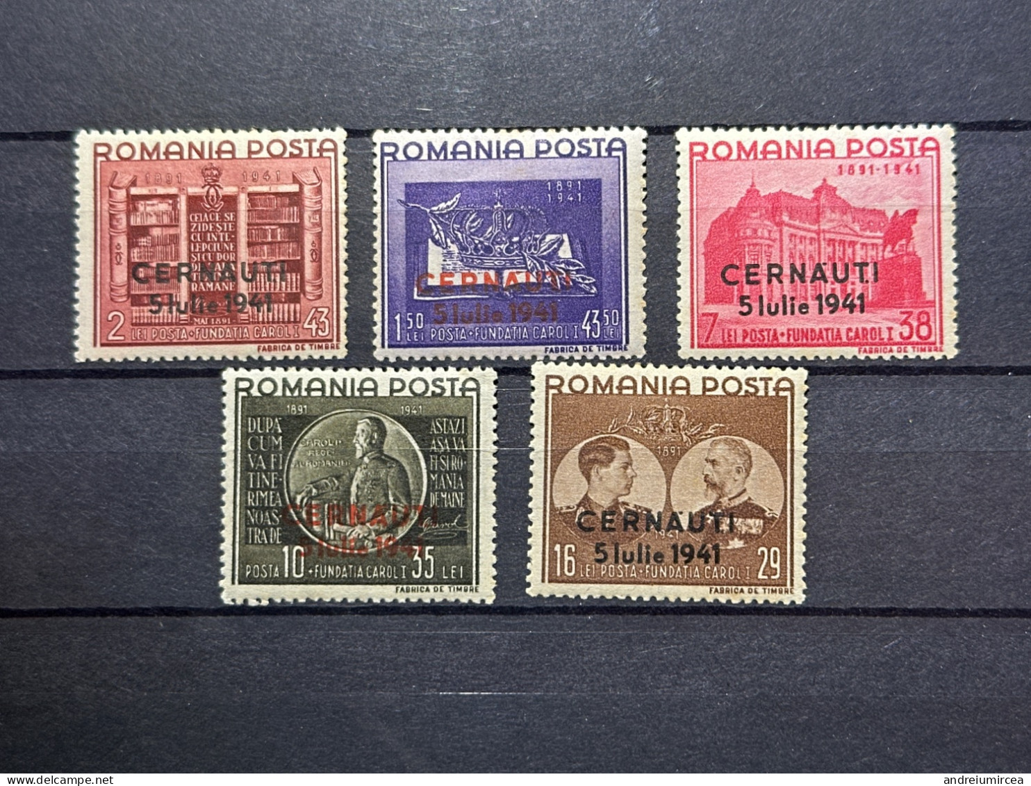 1941 MNH Fundația Carol I Supratipar Cernăuți 5 Iulie 1941 - Lettres 2ème Guerre Mondiale