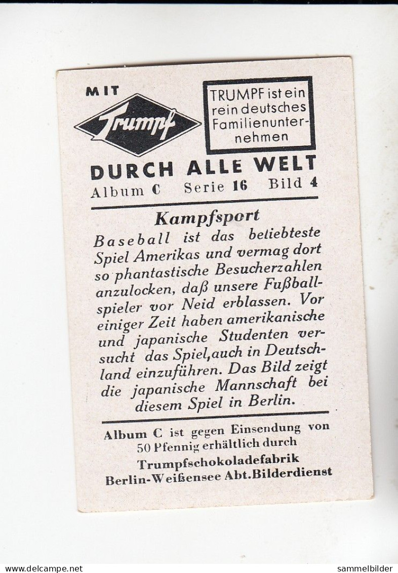 Mit Trumpf Durch Alle Welt Kampfsport Baseball   C    Serie 16 #4 Von 1933 Rare - Andere Merken